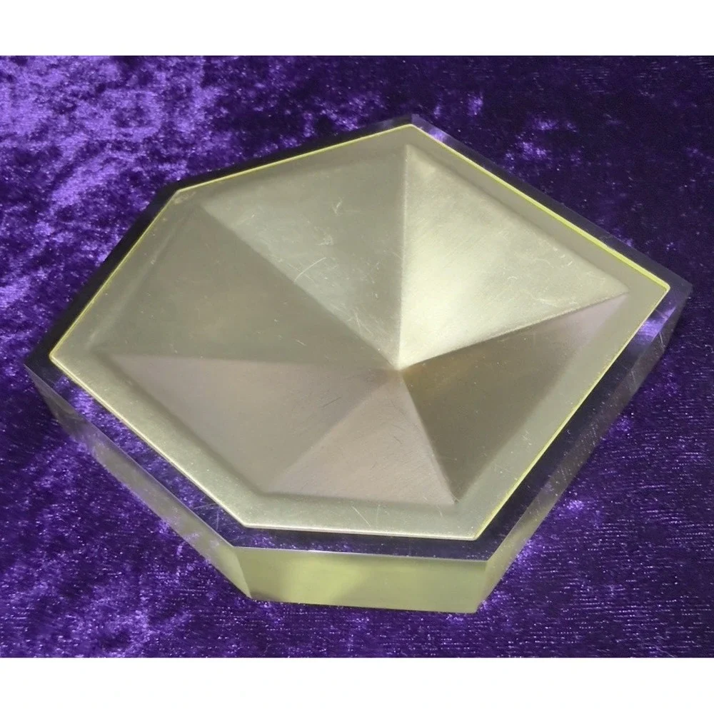 Kendra Scott Gold Plated Geometric Faceted Ring Dish Earring Modern Jewelry Tray
